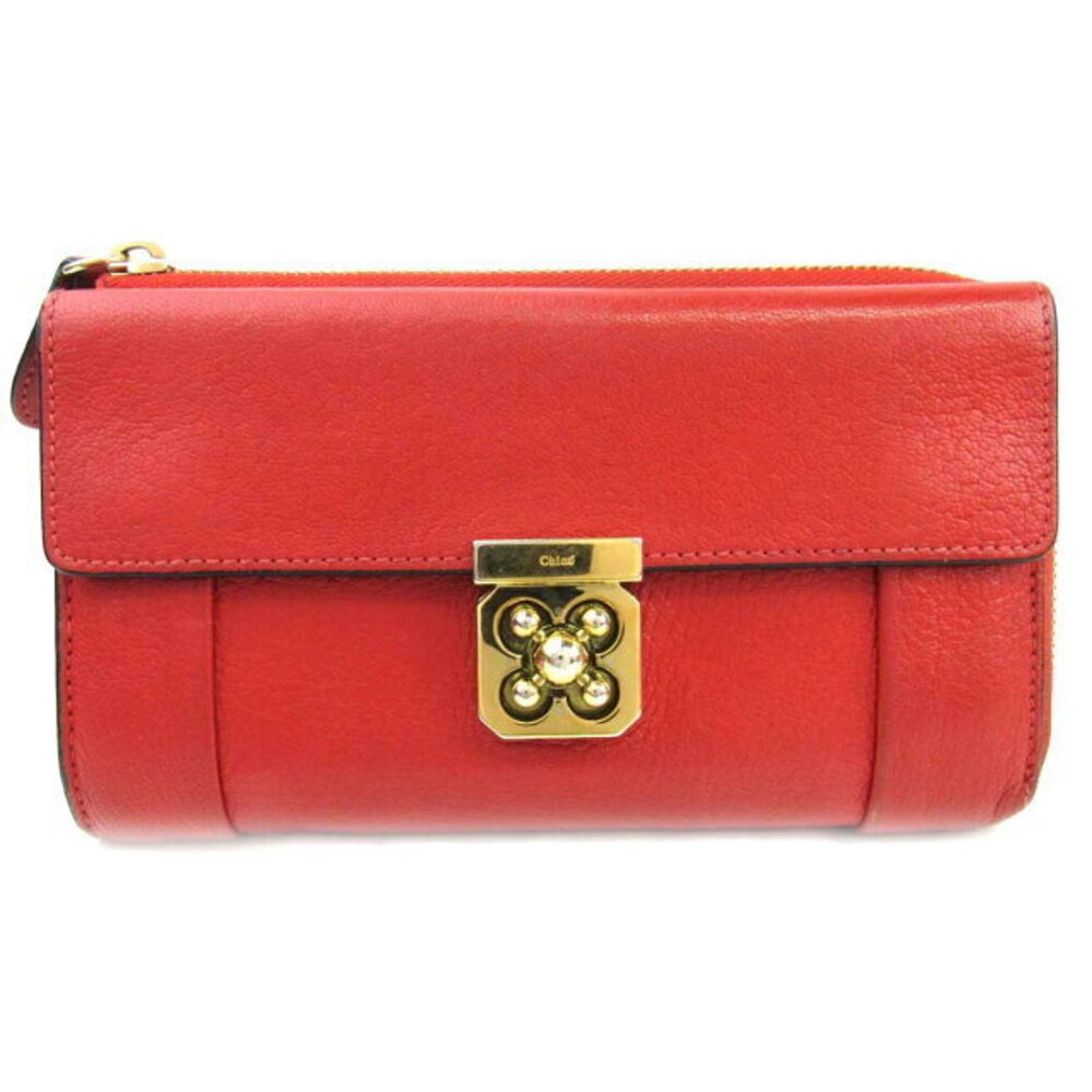 Chloe L Round Long Wallet Leather Red